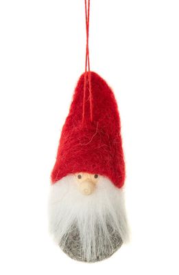 Silver Tree Santa Gnome Felt Ornament in Red/Grey/White