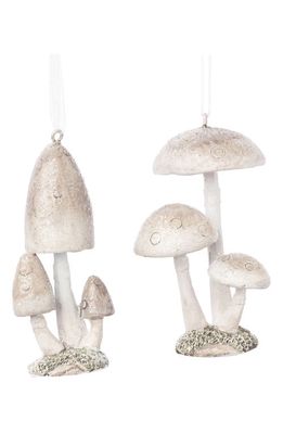 Silver Tree Set of 2 Assorted Mushroom Ornaments in Taupe