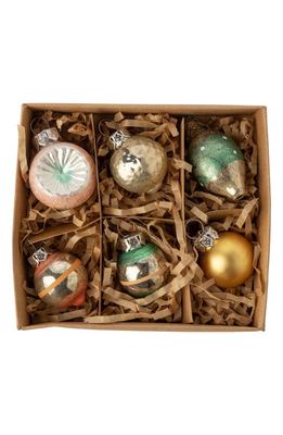 Silver Tree Set of 6 Assorted Mini Vintage Glass Ornaments in Pastel