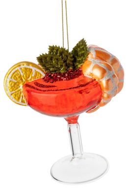 Silver Tree Shrimp Cocktail Glass Ornament in Red Multi
