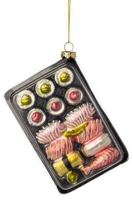 Silver Tree Sushi Tray Glass Ornament in Pink Multi