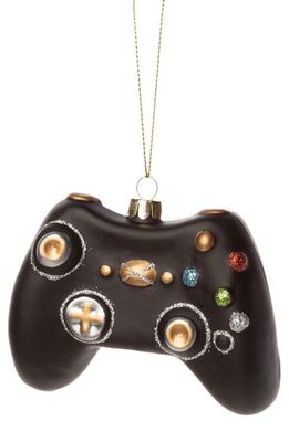 Silver Tree Video Game Controller Glass Ornament in Matte Black/Multi