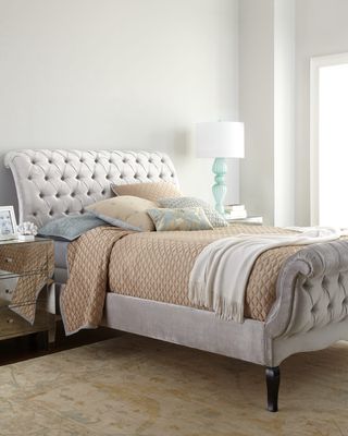 Silver Tufted California King Bed