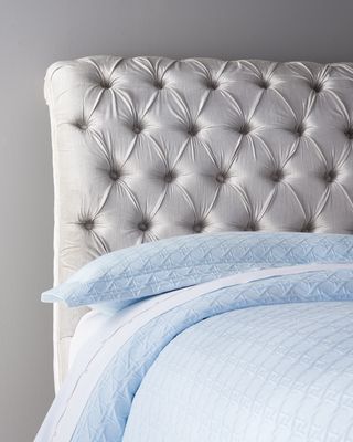 Silver Tufted Queen Bed