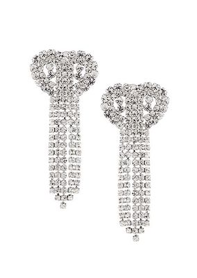 Silvertone & Crystal Multi-Row Heart Drop Earrings