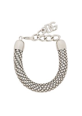 Silvertone & Crystal Rolled Chain Bracelet