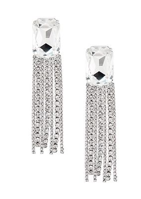 Silvertone & Crystal Seven-Row Drop Earrings