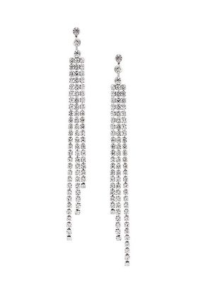 Silvertone & Crystal Three-Row Drop Earrings