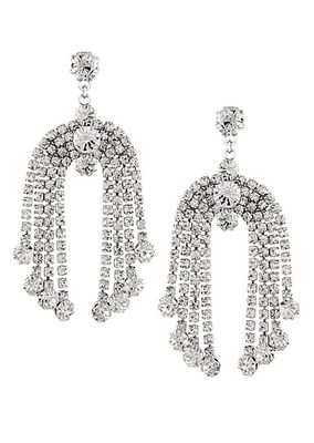 Silvertone & Crystal Tiered Chandelier Earrings