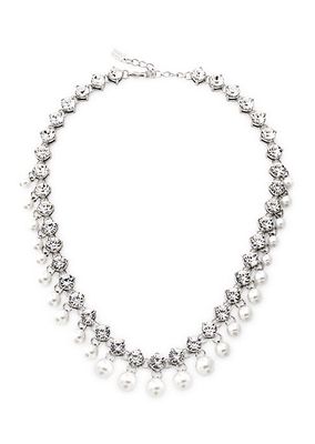 Silvertone, Imitation Pearl & Crystal Statement Necklace