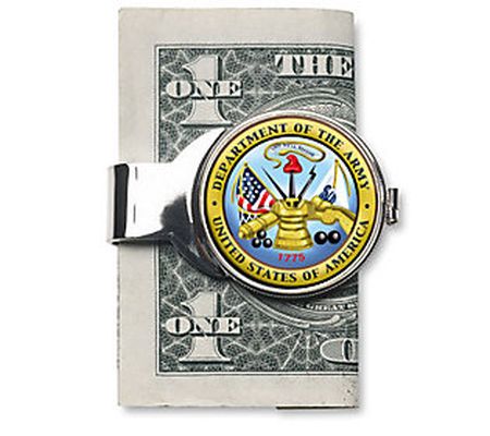 Silvertone Money Clip w/ Colorized Army JFK Hal f Dollar