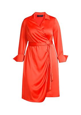 Silvia Satin Wrap Midi-Dress