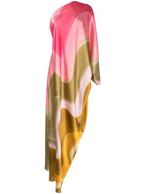 Silvia Tcherassi abstract-print one-shoulder long dress - Pink