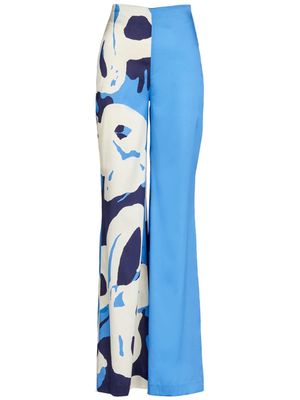Silvia Tcherassi Andie panelled silk palazzo trousers - Blue