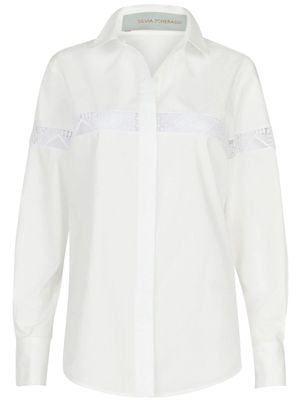Silvia Tcherassi Andrea lace-panel organic cotton shirt - White