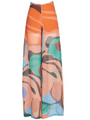 Silvia Tcherassi Benedetto abstract-print palazzo trousers - Orange