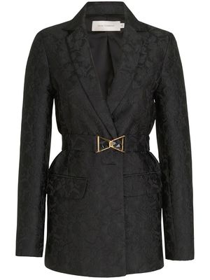 Silvia Tcherassi Cuneo floral-jacquard belted blazer - Black
