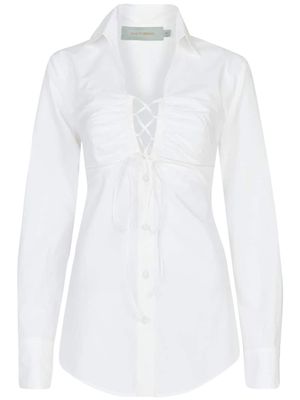 Silvia Tcherassi Dileta ruched lace-up blouse - White