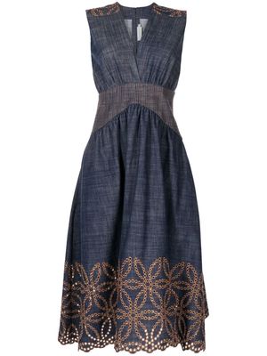 Silvia Tcherassi embroidered midi dress - Blue