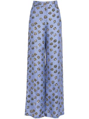 Silvia Tcherassi Emine floral-print silk trousers - Blue