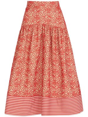 Silvia Tcherassi floral-print organic-cotton skirt - Red