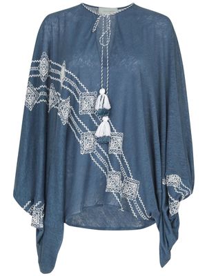Silvia Tcherassi Geva embroidered kaftan blouse - Blue