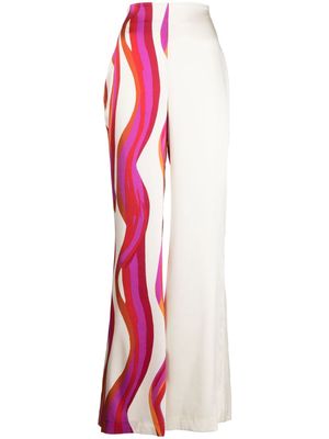 Silvia Tcherassi graphic-print flared trousers - White