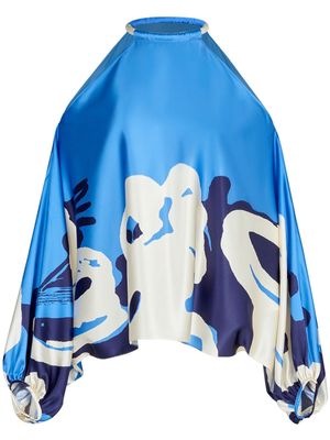 Silvia Tcherassi Janina cold-shoulder silk blouse - Blue