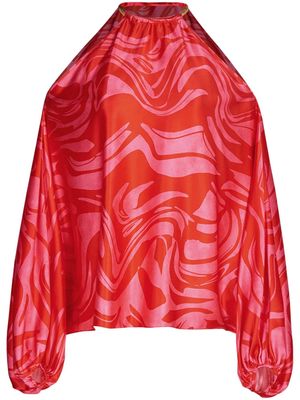 Silvia Tcherassi Janina marbled-pattern silk blouse - Red