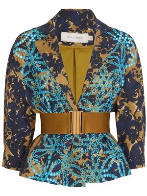 Silvia Tcherassi Juana floral-print belted jacket - Blue