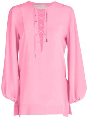 Silvia Tcherassi lace-up silk shirt - Pink