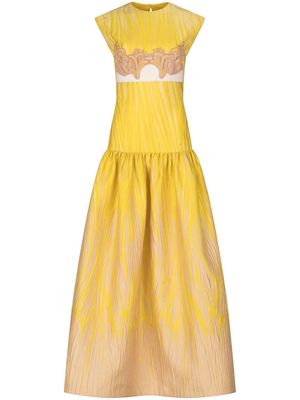 Silvia Tcherassi Leonor lace-appliqué maxi dress - Yellow