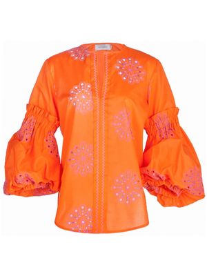 Silvia Tcherassi Lucaya puff-sleeve blouse - Orange