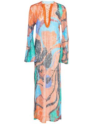 Silvia Tcherassi Mayfair crochet maxi tunic dress - Orange