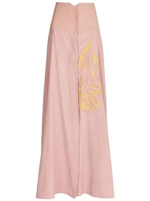 Silvia Tcherassi Modena embroidered-floral maxi skirt - Pink