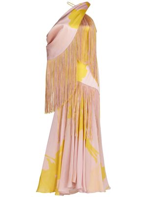 Silvia Tcherassi Parma floral-print fringed dress - Neutrals