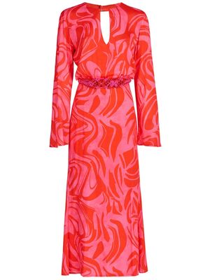 Silvia Tcherassi Pesaro marbled-pattern midi dress - Pink