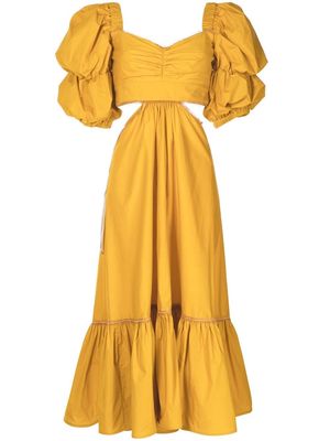 Silvia Tcherassi puff-sleeve midi dress - Yellow