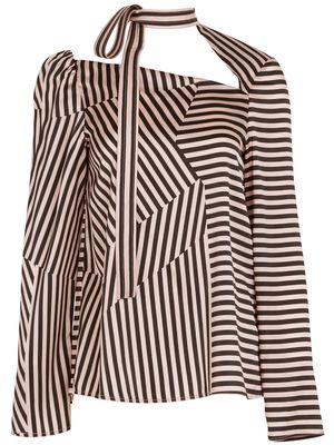 Silvia Tcherassi Rivoli striped silk blouse - Brown