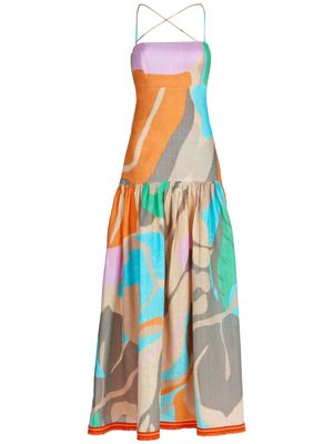 Silvia Tcherassi Shannon organic linen maxi dress - Neutrals