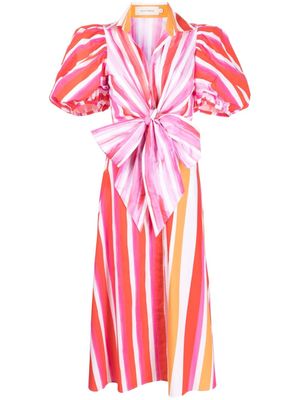 Silvia Tcherassi striped bow-detail midi dress - Pink