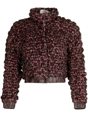 Silvia Tcherassi Zalta 3D-detailing cropped puffer jacket - Brown