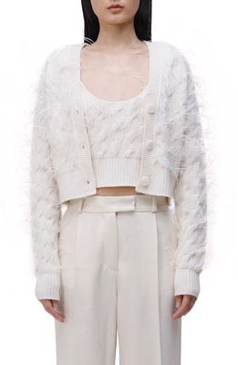 Simkhai Andres Wool & Cashmere Crop Cardigan in Ivory