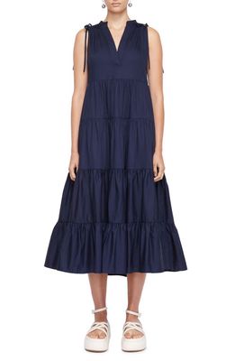 Simkhai Atlanta Tiered Cotton Dress in Midnight