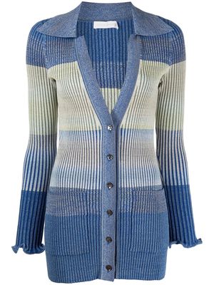 Simkhai Bianca gradient-knit longline cardigan - Blue