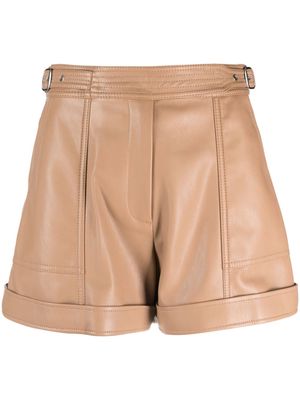Simkhai buckle-fastening faux-leather shorts - Neutrals