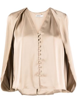 Simkhai cape-design satin blouse - Brown