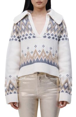 Simkhai Clarence Faux Fur Trim Wool & Cashmere Sweater in Ivory Multi