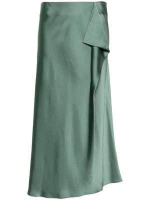 Simkhai drape-detailed satin maxi skirt - Green