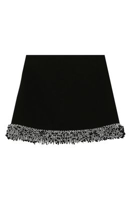 Simkhai Dua Fringe Hem Crepe Miniskirt in Black